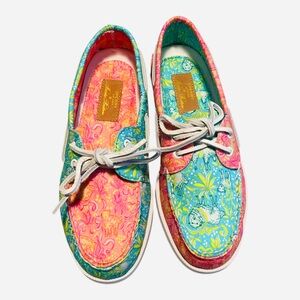 Sperry Top-Siders X Brooks Brothers Size 7 Boat Shoes Pink Blue Floral Lambs NEW